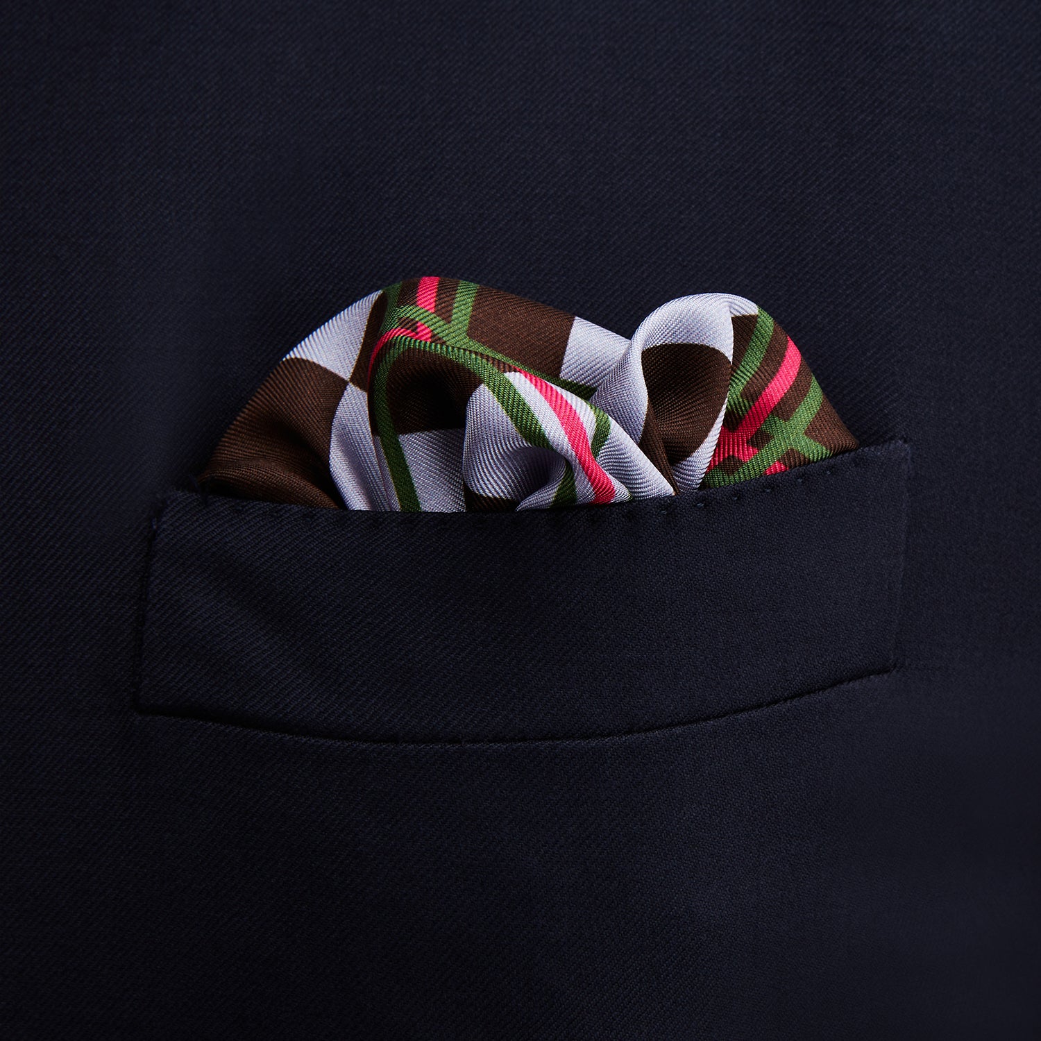 Green and Red Checked Chess Board Silk Pocket Square