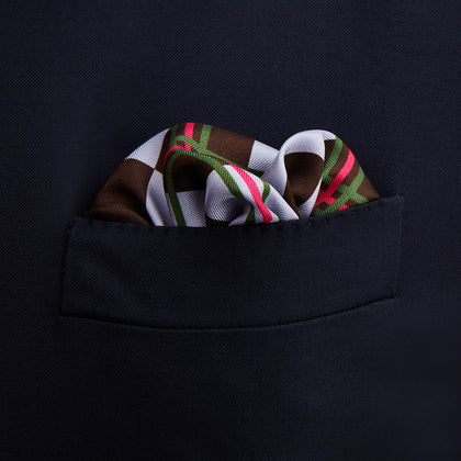 Green and Red Checked Chess Board Silk Pocket Square Image 2