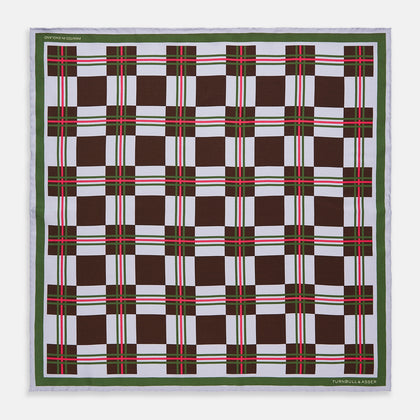 Green and Red Checked Chess Board Silk Pocket Square