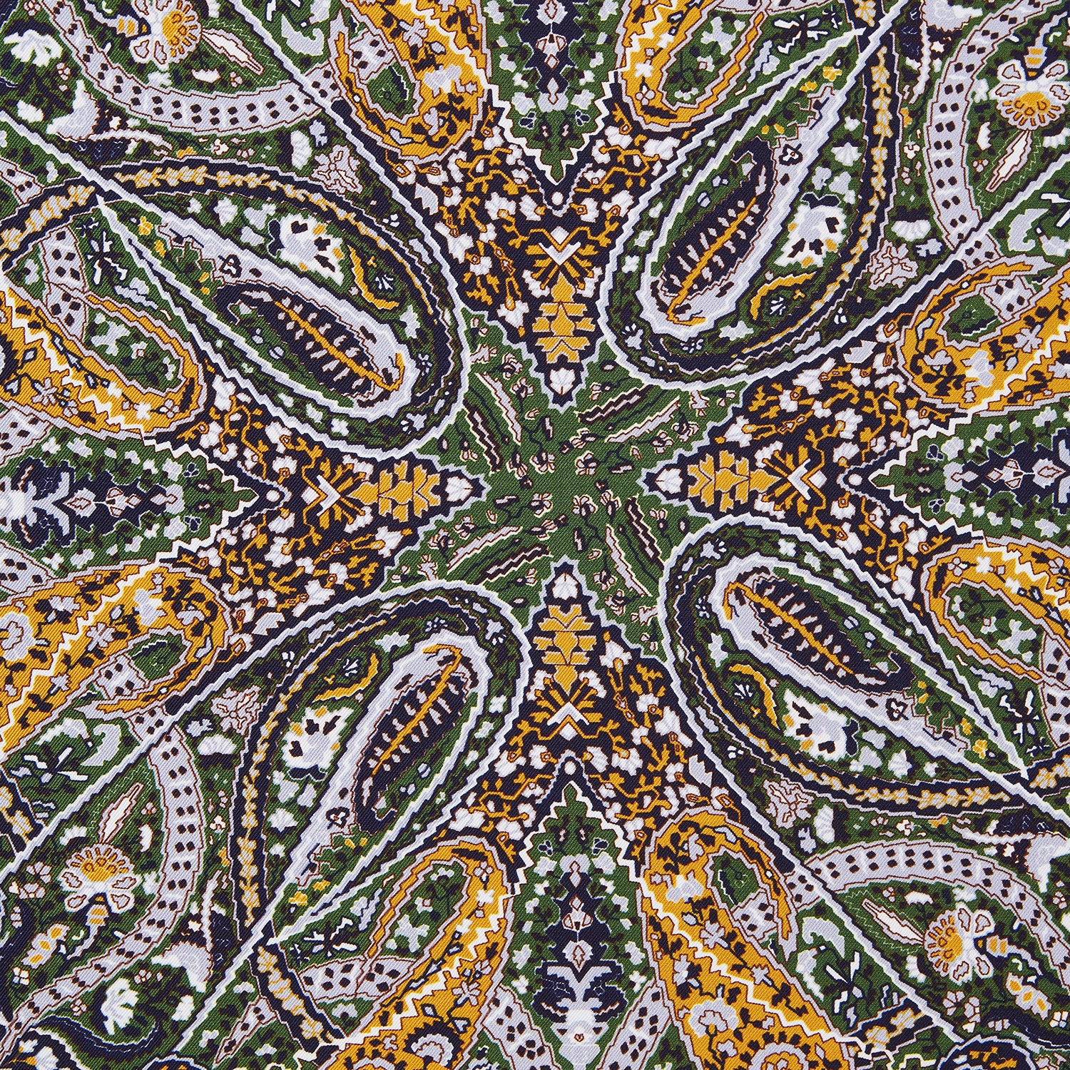 Lavender and Green Abstract Paisley Silk Pocket Square