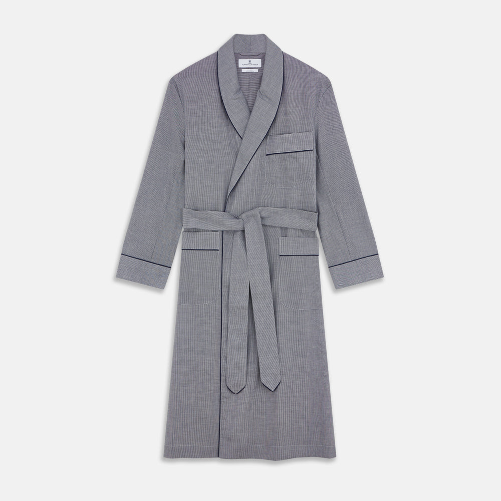 Navy Houndstooth Wool Arnold Gown