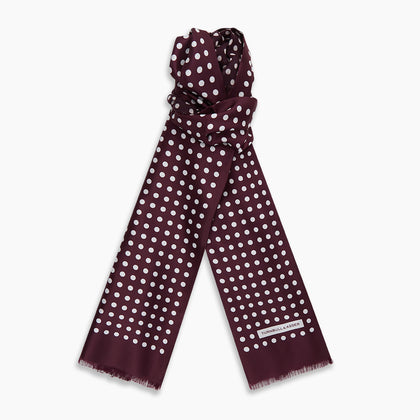 Purple and White Spotted Silk and Wool Scarf Image 2