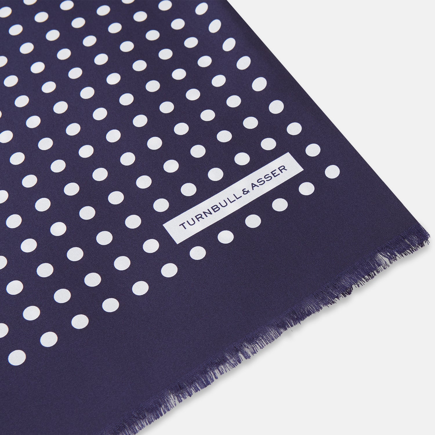 View 2 of product Navy and Cream Spotted Silk and Wool Scarf