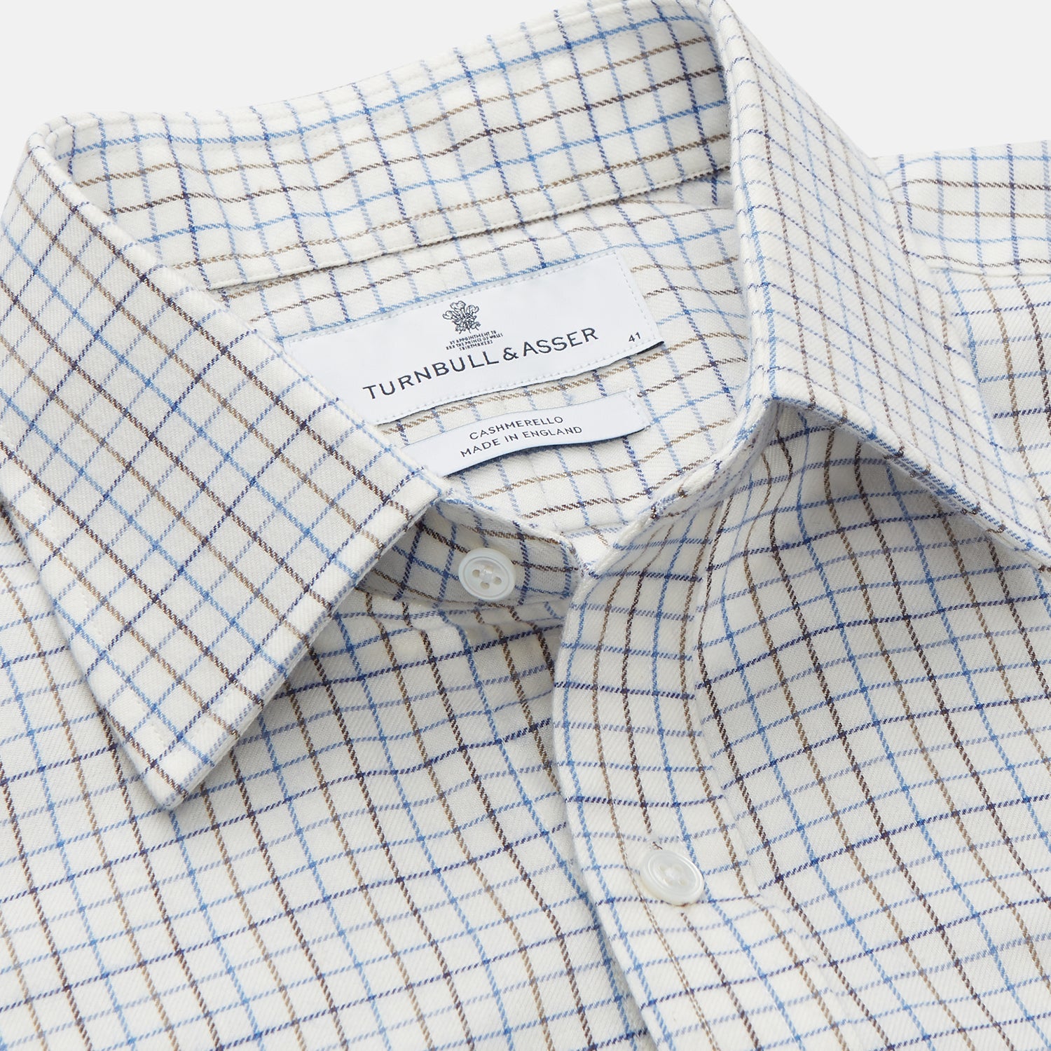 View 3 of product Blue Tattersall Check Cashmerello Regular Fit Mayfair Shirt