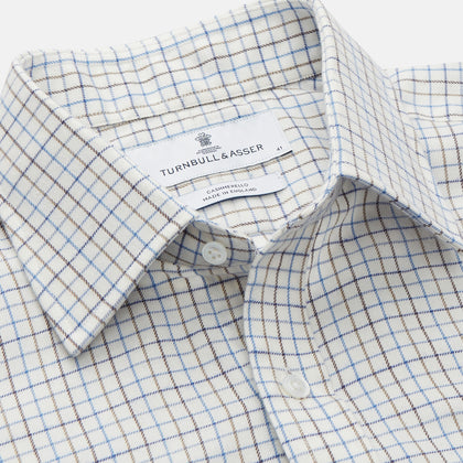 Blue Tattersall Check Cashmerello Regular Fit Mayfair Shirt Image 2