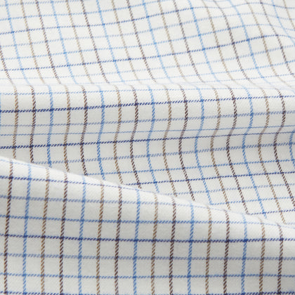 Blue Tattersall Check Cashmerello Regular Fit Mayfair Shirt Image 3