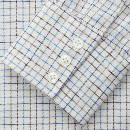 Blue Tattersall Check Cashmerello Regular Fit Mayfair Shirt Image 1