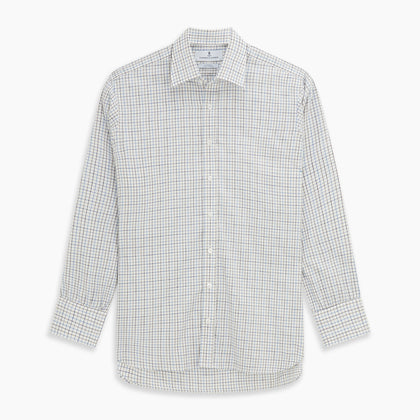 Blue Tattersall Check Cashmerello Regular Fit Mayfair Shirt Image 5