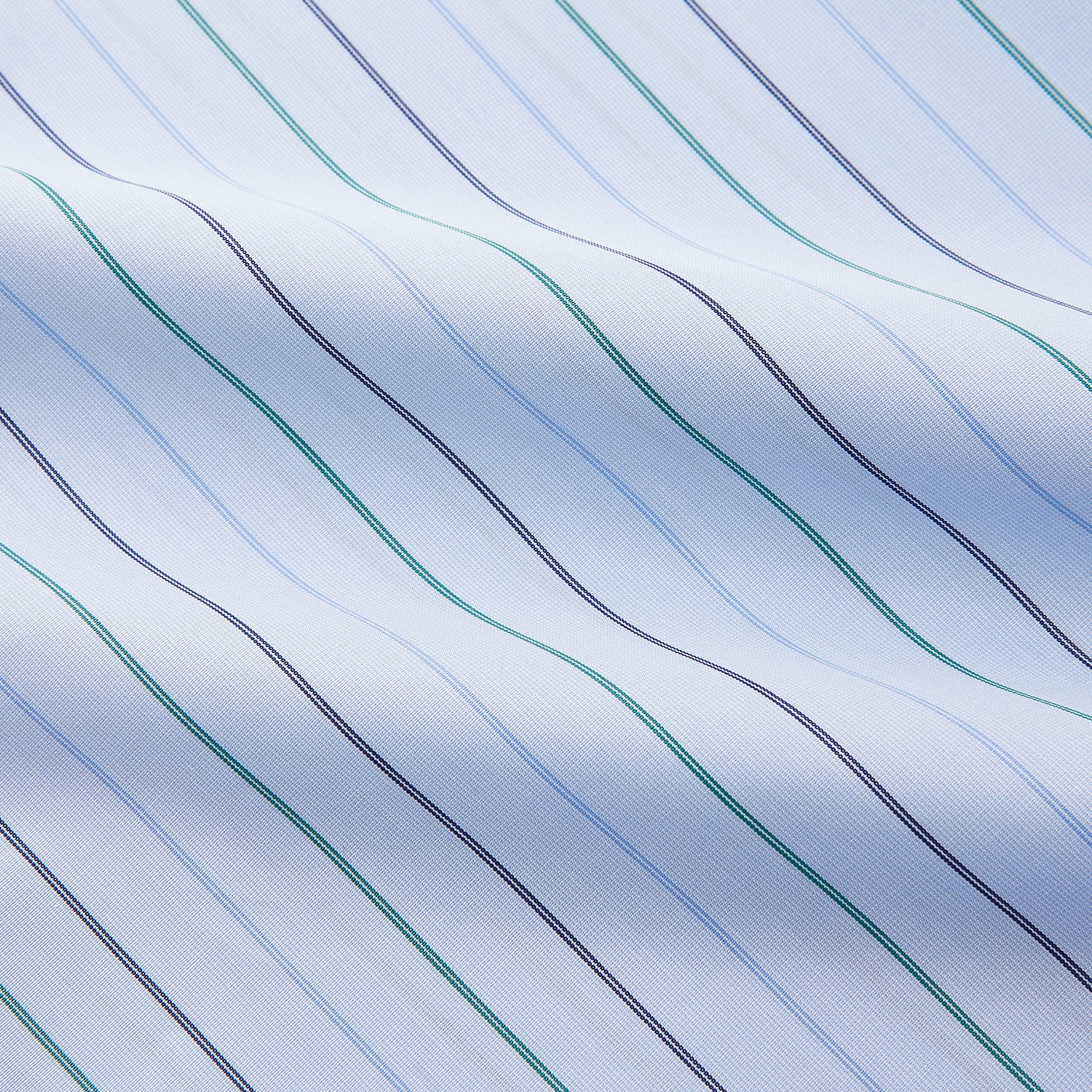 View 2 of product Pale Blue and Green Halo Stripe Cotton Regular Fit Mayfair Shirt