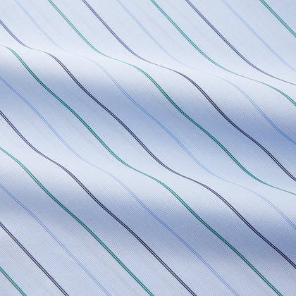 Pale Blue and Green Halo Stripe Cotton Regular Fit Mayfair Shirt Image 1