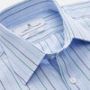 View 3 of product Pale Blue and Green Halo Stripe Cotton Regular Fit Mayfair Shirt