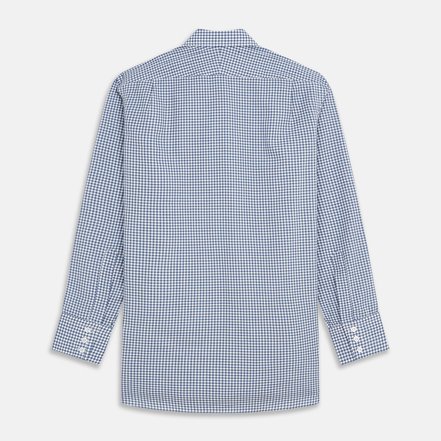 View 5 of product Blue Gingham Check Cotton Melange Regular Fit Mayfair Shirt
