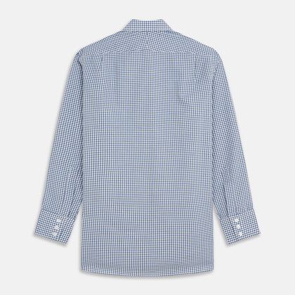 Blue Gingham Check Cotton Melange Regular Fit Mayfair Shirt Image 4