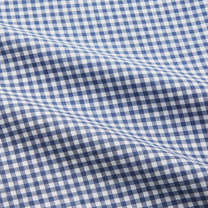 Blue Gingham Check Cotton Melange Regular Fit Mayfair Shirt Image 1