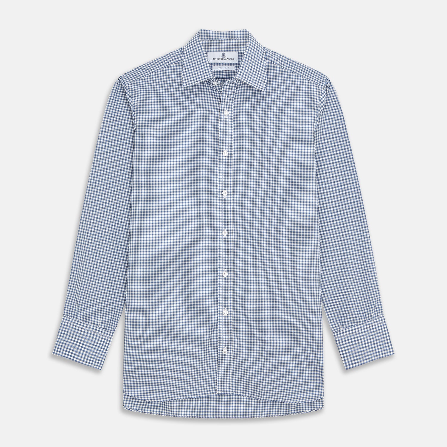 View 1 of product Blue Gingham Check Cotton Melange Regular Fit Mayfair Shirt