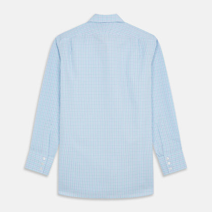 Pale Blue and Green Multi Check Cotton Regular Fit Mayfair Shirt Image 4