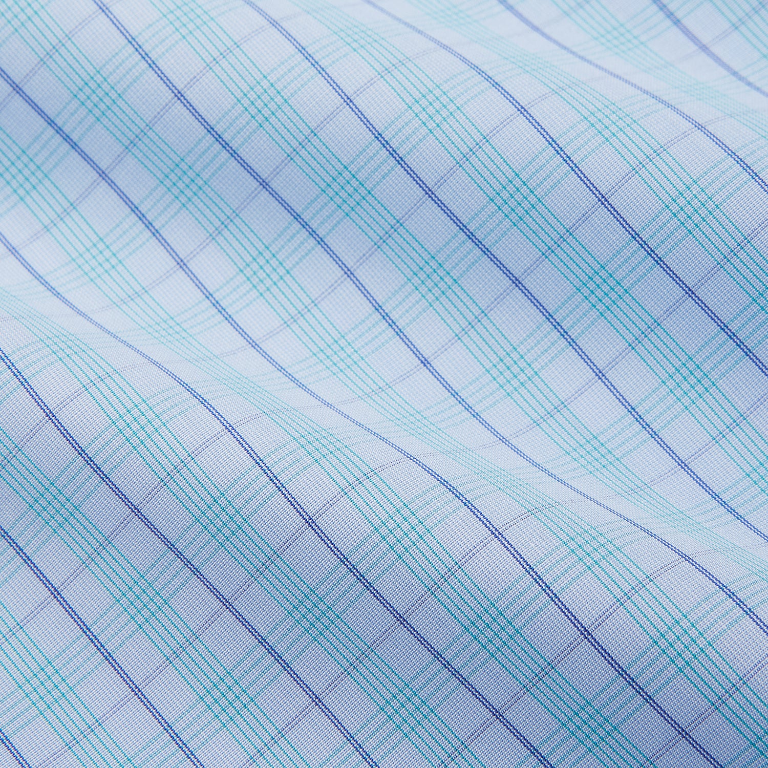 View 4 of product Pale Blue and Green Multi Check Cotton Regular Fit Mayfair Shirt