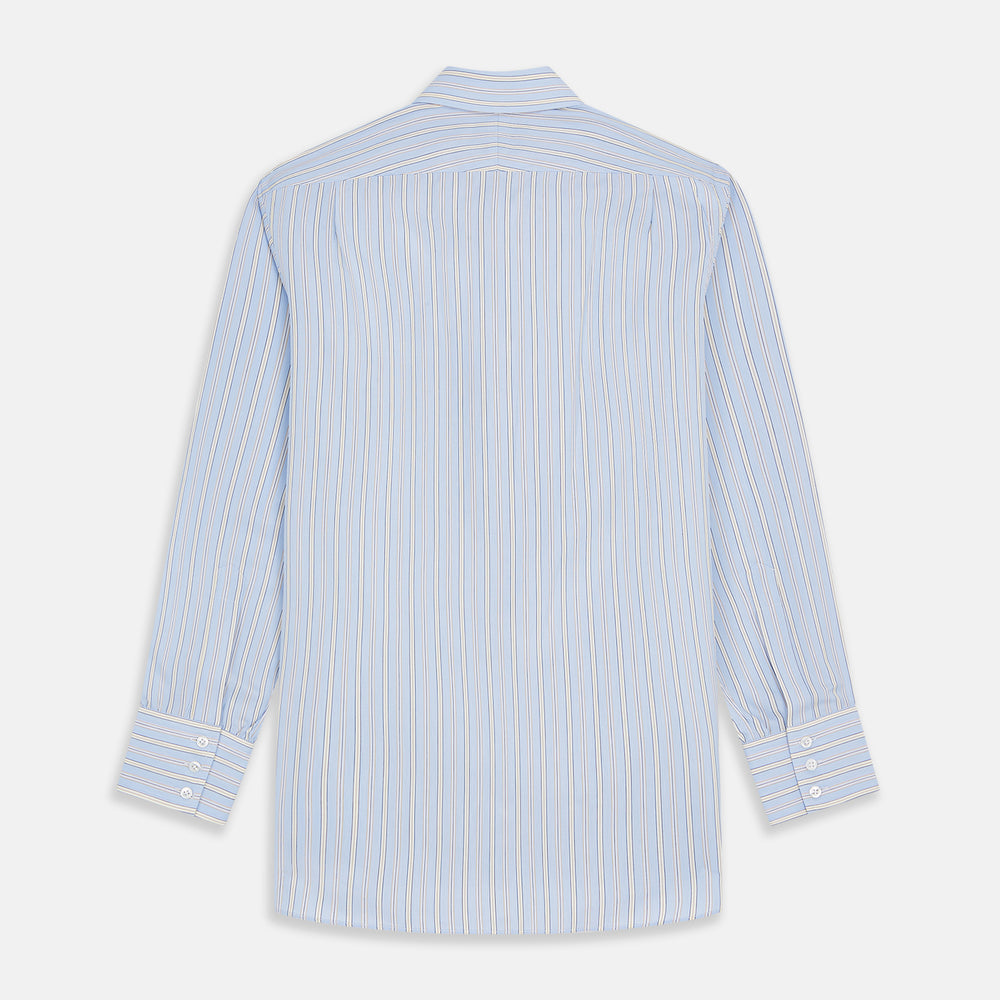 Blue and Yellow Multi Stripe Cotton Regular Fit Mayfair Shirt