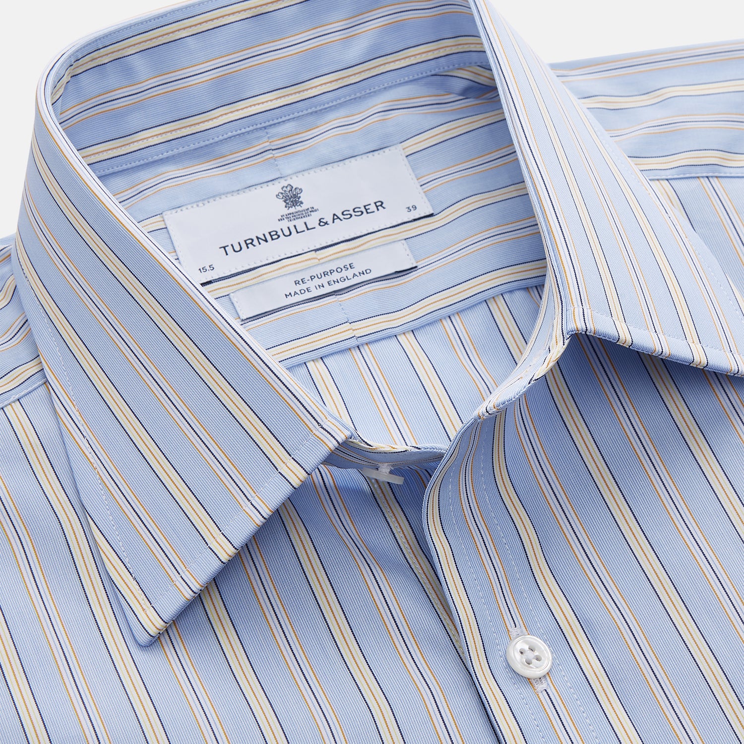 View 4 of product Blue and Yellow Multi Stripe Cotton Regular Fit Mayfair Shirt