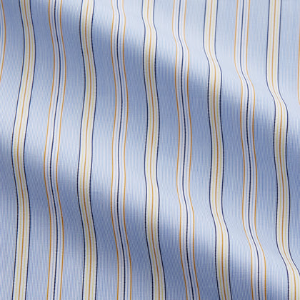 Blue and Yellow Multi Stripe Cotton Regular Fit Mayfair Shirt Image 2