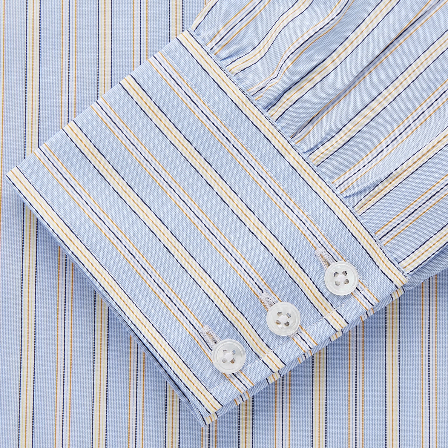 View 2 of product Blue and Yellow Multi Stripe Cotton Regular Fit Mayfair Shirt