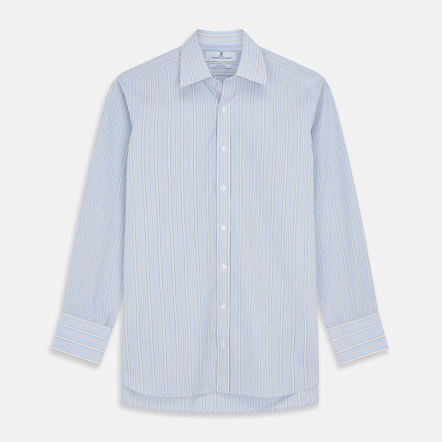 Blue and Yellow Multi Stripe Cotton Regular Fit Mayfair Shirt