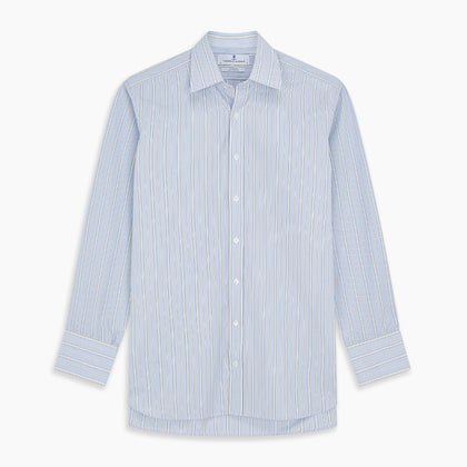 Blue and Yellow Multi Stripe Cotton Regular Fit Mayfair Shirt Image 5