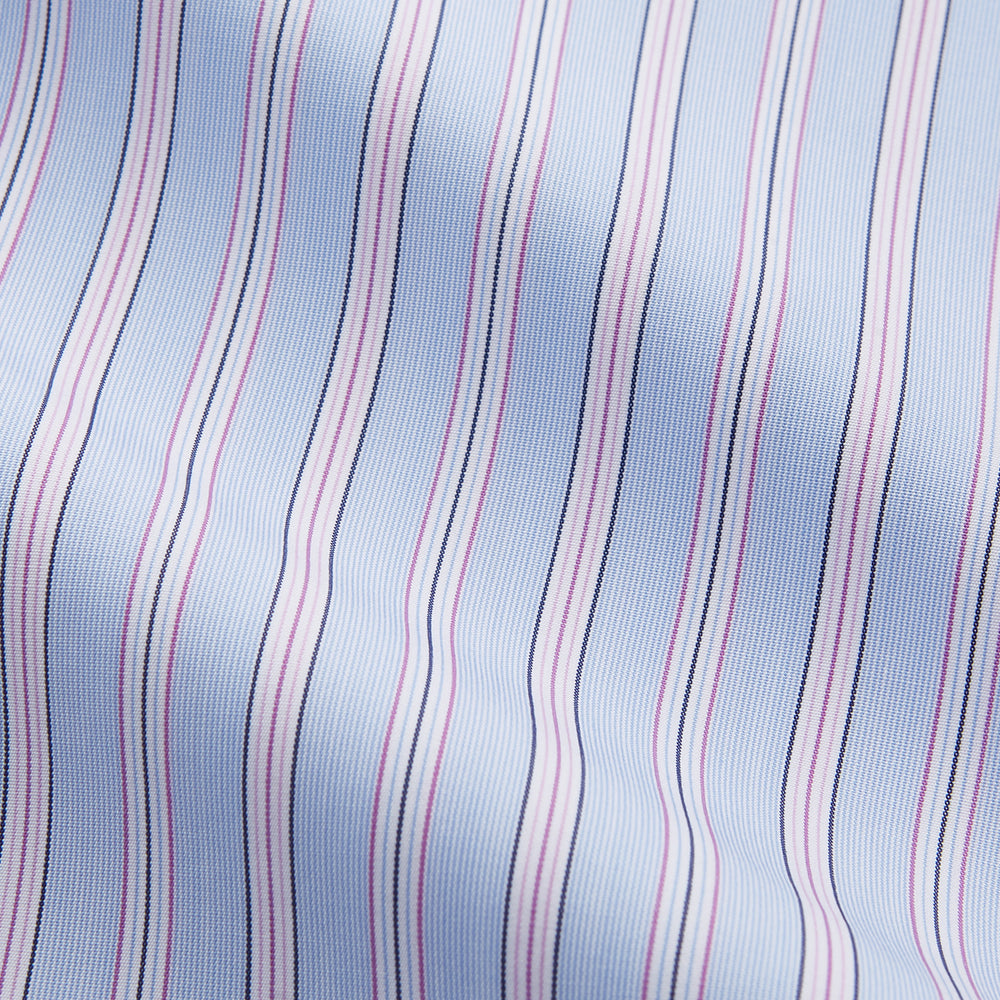 Blue and Pink Multi Stripe Cotton Regular Fit Mayfair Shirt