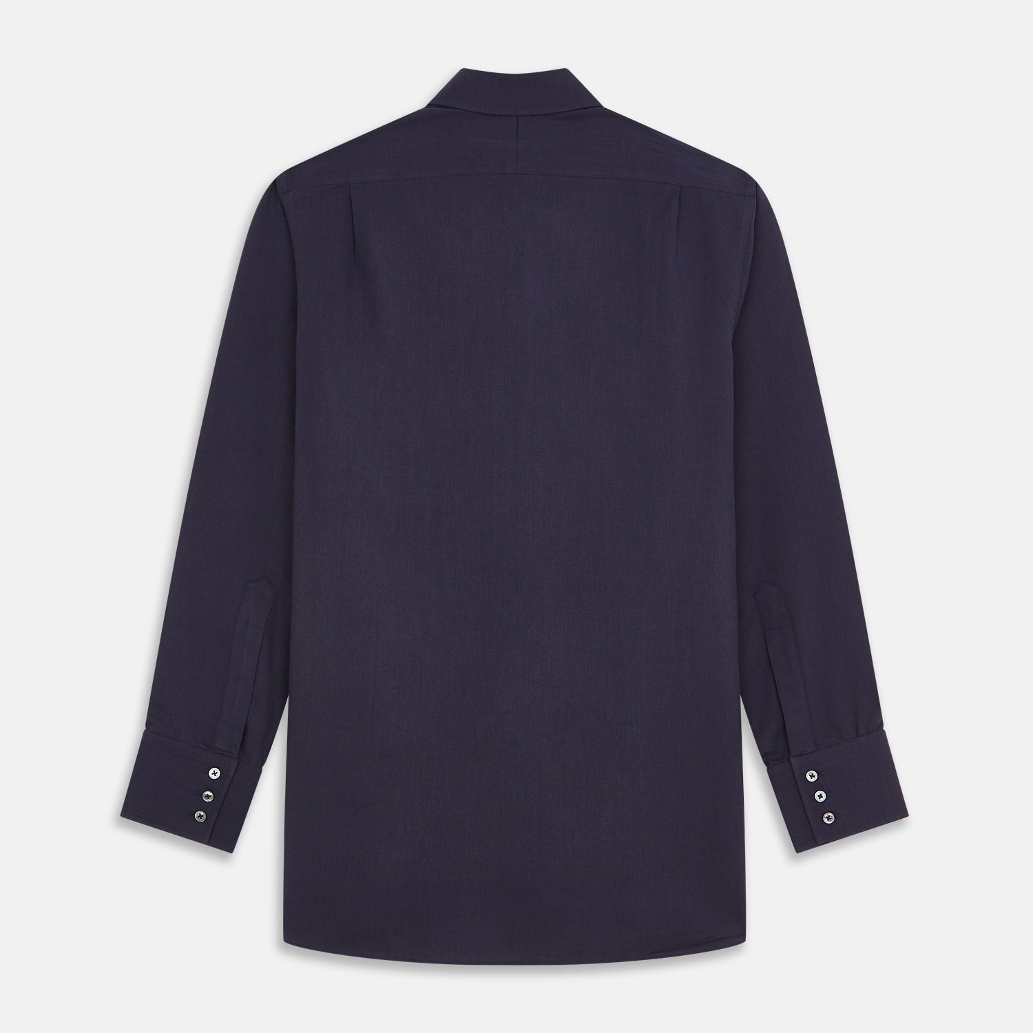 View 5 of product Navy Cotton and Wool Blend Regular Fit Mayfair Shirt