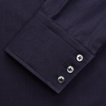Navy Cotton and Wool Blend Regular Fit Mayfair Shirt Image 1