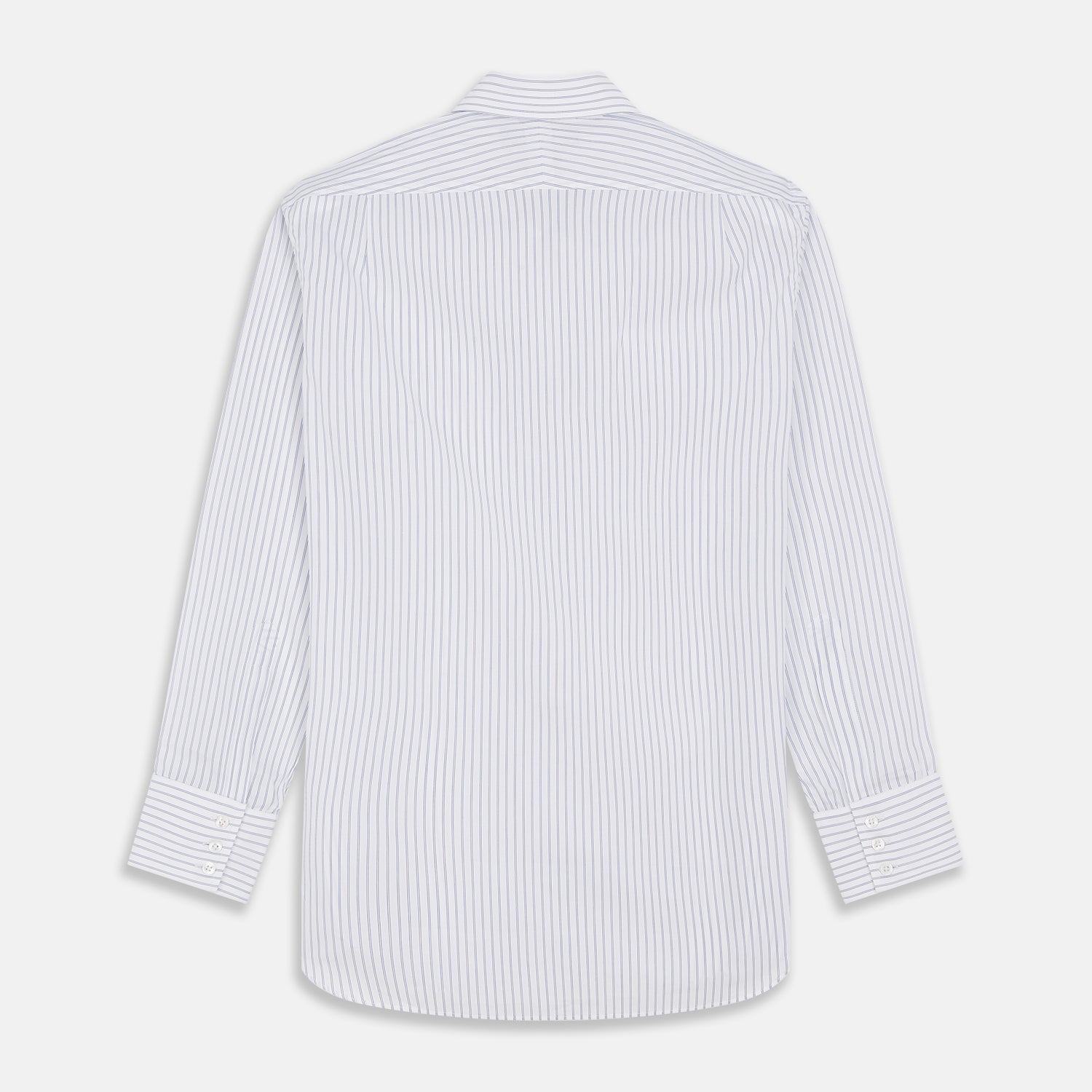 View 5 of product White and Blue Halo Stripe Cotton Regular Fit Mayfair Shirt