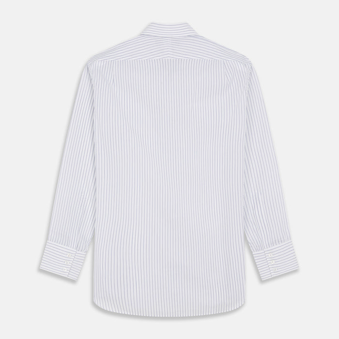 White and Blue Halo Stripe Cotton Regular Fit Mayfair Shirt Image 4