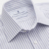 View 4 of product White and Blue Halo Stripe Cotton Regular Fit Mayfair Shirt
