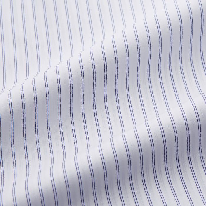 White and Blue Halo Stripe Cotton Regular Fit Mayfair Shirt Image 2