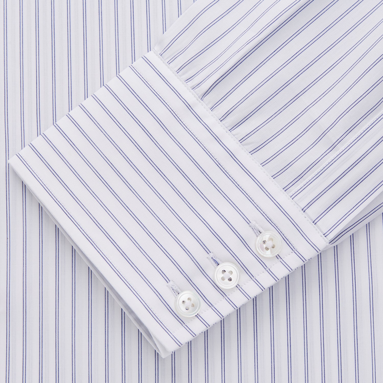 View 2 of product White and Blue Halo Stripe Cotton Regular Fit Mayfair Shirt