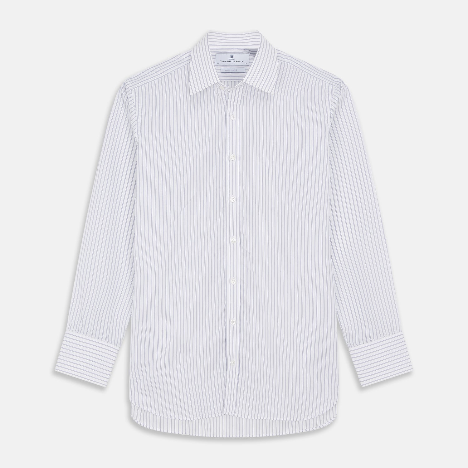 View 1 of product White and Blue Halo Stripe Cotton Regular Fit Mayfair Shirt