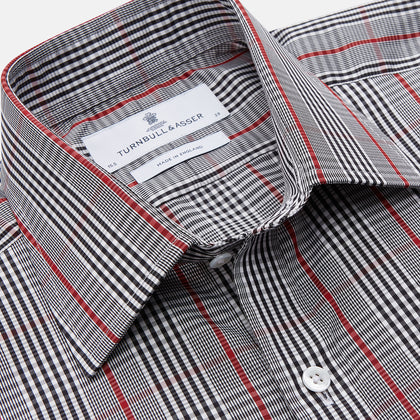 Black Prince of Wales Check Cotton Regular Fit Mayfair Shirt Image 2