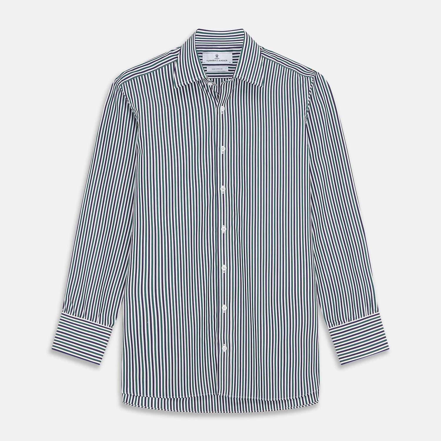 View 1 of product Green and Blue Stripe Cotton Regular Fit Mayfair Shirt