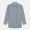Green and Blue Stripe Cotton Regular Fit Mayfair Shirt