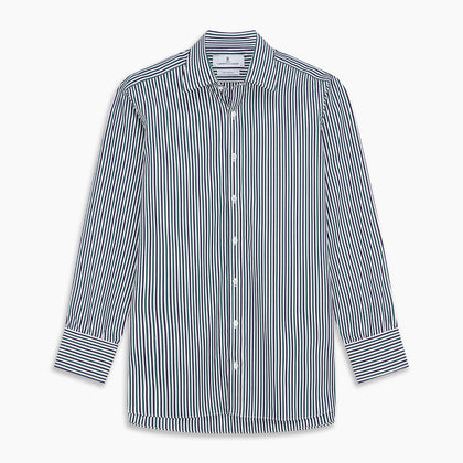 Green and Blue Stripe Cotton Regular Fit Mayfair Shirt Image 5