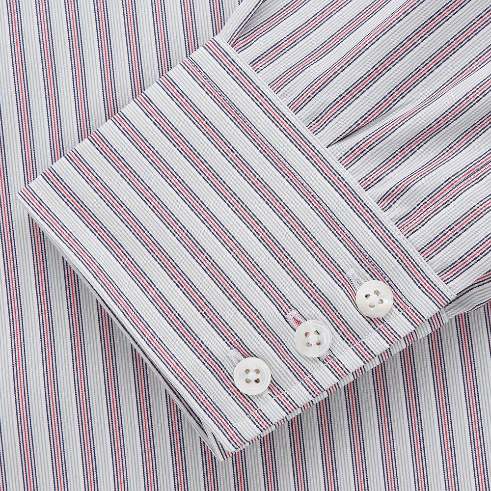 Red and Blue Stripe Cotton Regular Fit Mayfair Shirt