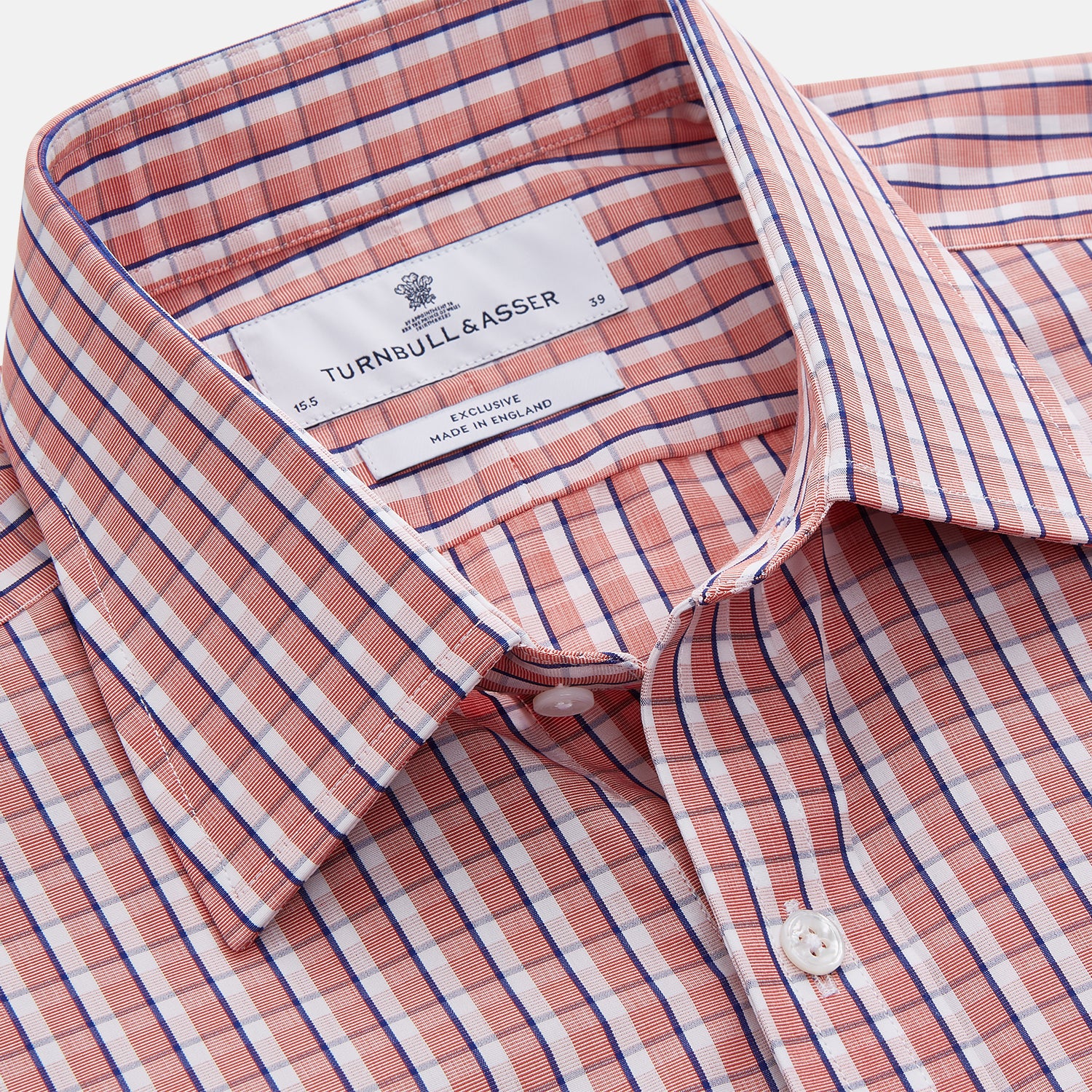 View 3 of product Orange and White Check Cotton Regular Fit Mayfair Shirt