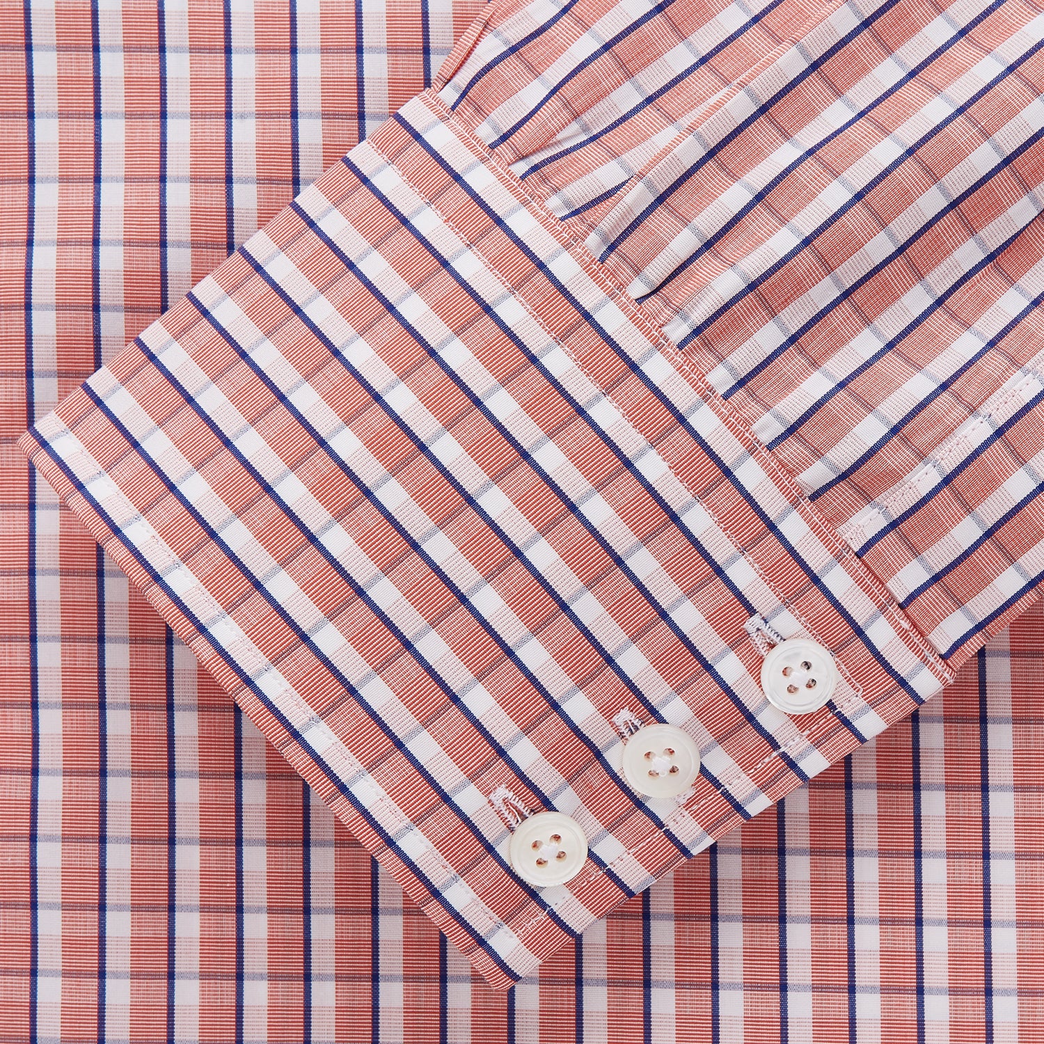View 2 of product Orange and White Check Cotton Regular Fit Mayfair Shirt