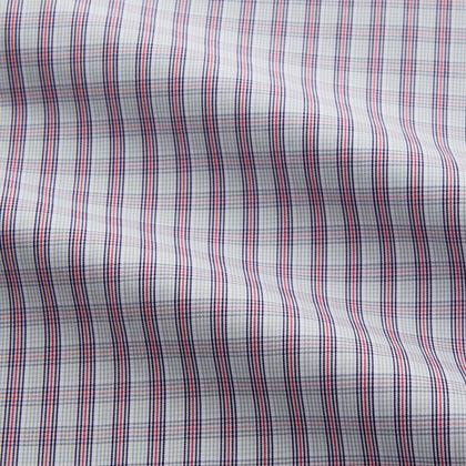 Red and Blue Check Cotton Regular Fit Mayfair Shirt Image 2