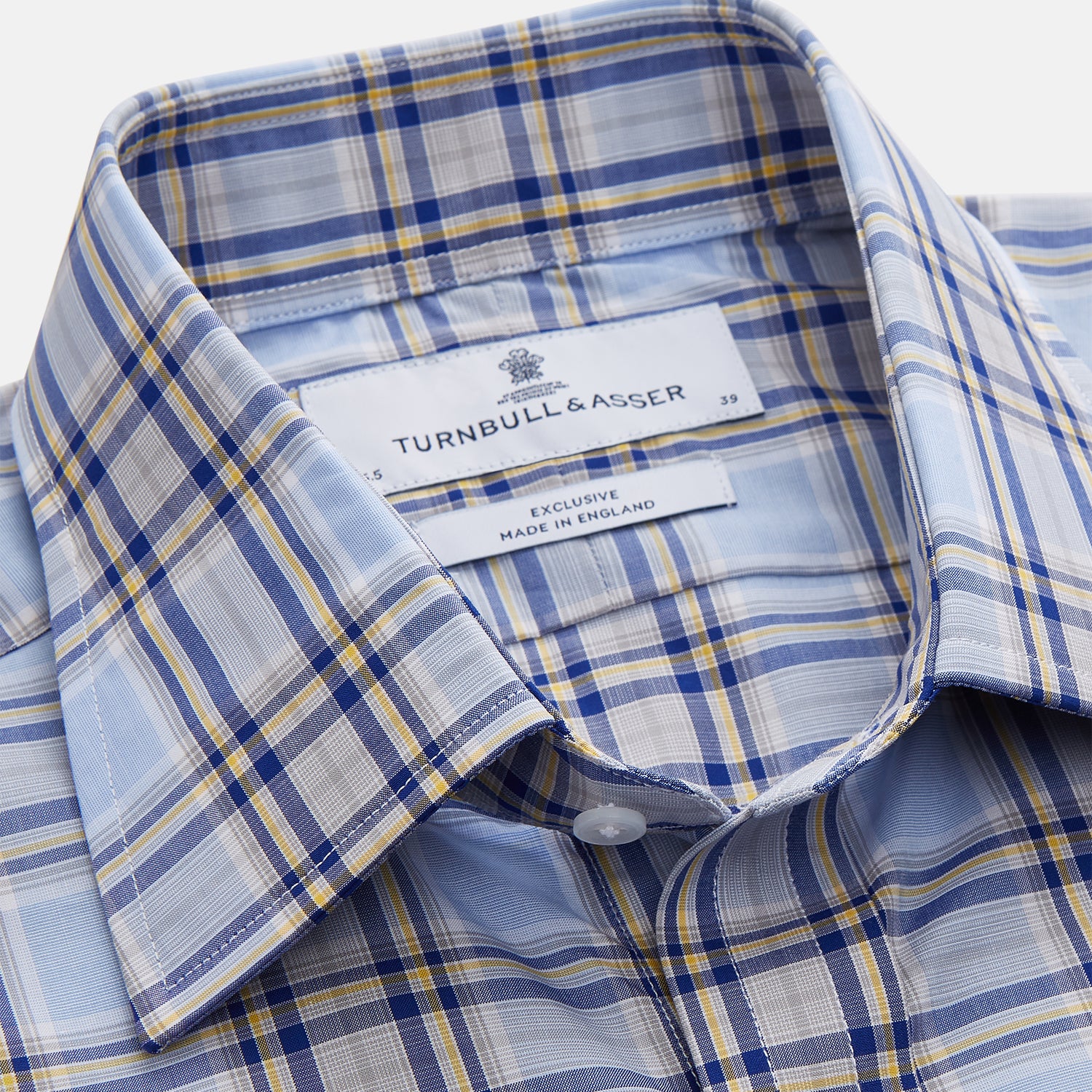 View 4 of product Blue and Yellow Check Cotton Regular Fit Mayfair Shirt