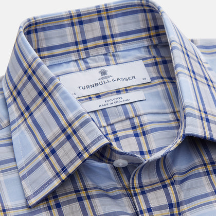 Blue and Yellow Check Cotton Regular Fit Mayfair Shirt Image 3