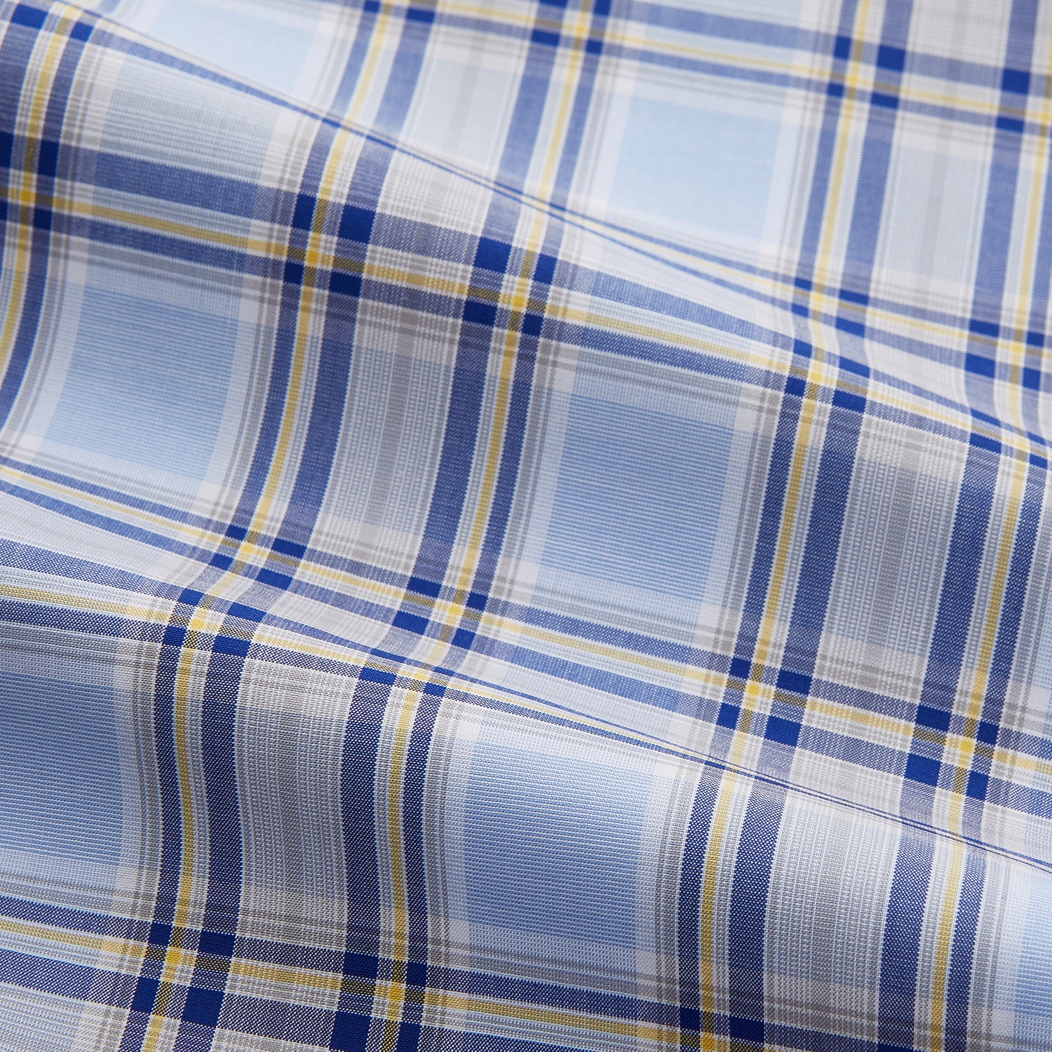 Blue and Yellow Check Cotton Regular Fit Mayfair Shirt