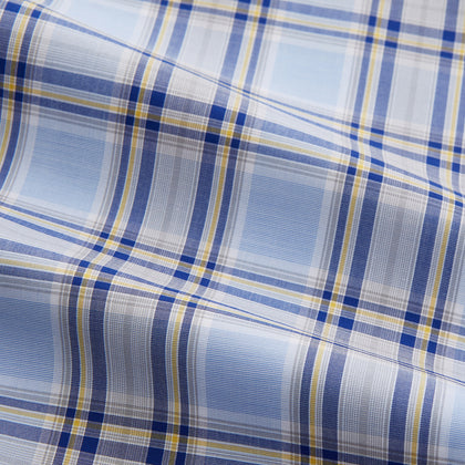 Blue and Yellow Check Cotton Regular Fit Mayfair Shirt Image 2