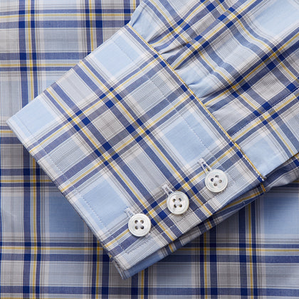 Blue and Yellow Check Cotton Regular Fit Mayfair Shirt Image 1
