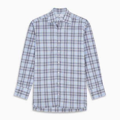 Blue and Yellow Check Cotton Regular Fit Mayfair Shirt Image 5